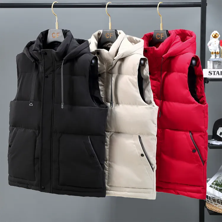 2025新款棉马甲男士加厚背心可拆帽男士爆款保暖休闲时尚坎肩外套