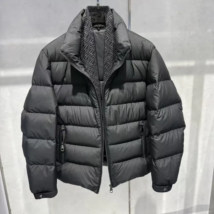 男士冬季可拆卸围巾领加厚保暖防风时尚休闲白鸭绒羽绒