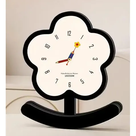 小花现代简约摇摆小摆钟 高级感家居电视柜办公美式复古静音摆钟