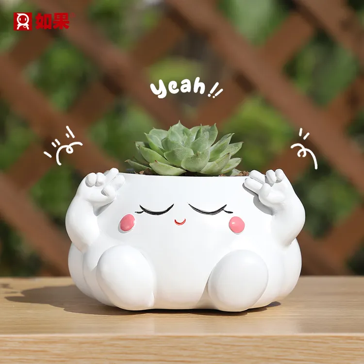 ROOGO/如果趣味透气云朵多肉花盆创意庭院阳台桌面绿植花卉装饰品