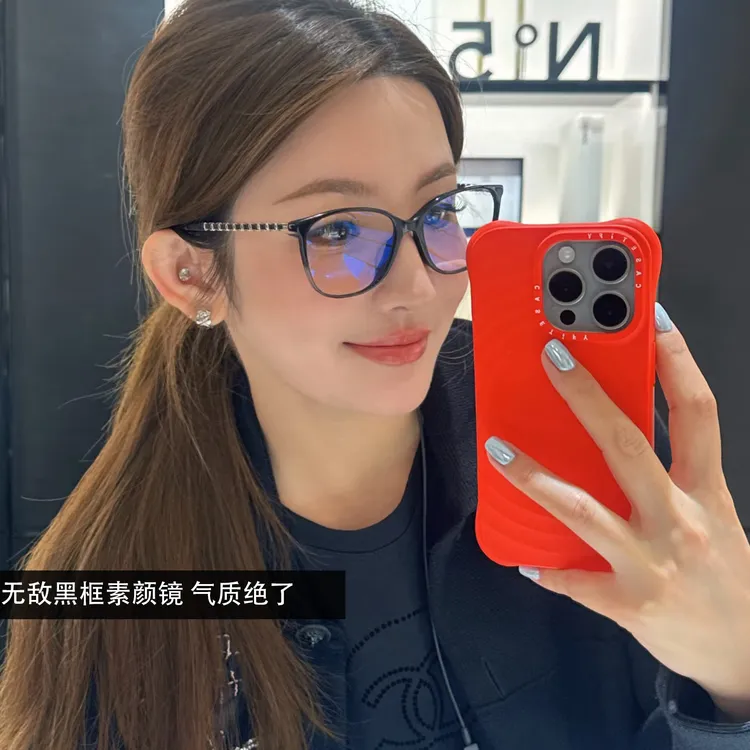 高品质经典黑框眼镜框女 素颜镜羊皮编织镜腿 可配防蓝光近视镜片