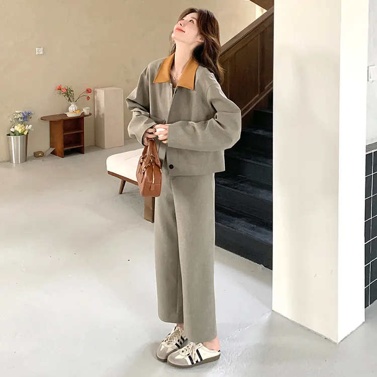 附高级感撞色上衣+裤子两件套8088款P165238