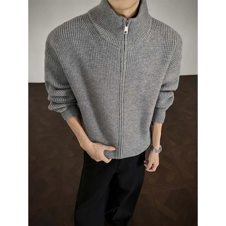 OWH秋冬穿搭潮流立领针织拉链开衫外套毛衣针织衫时尚宽松夹克潮