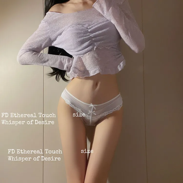 F-透明性感纯欲网纱提花蕾丝蝴蝶结缎面拼接女生内裤舒适女