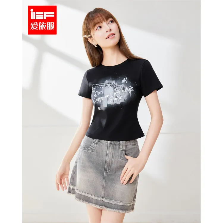 IEF/爱依服短袖上衣2025夏季新款美式甜酷个性辣妹气质百搭T恤女