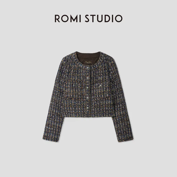 ROMI STUDIO“曼彻斯特”美丽奴绵羊毛混纺粗花呢外套 431W5094