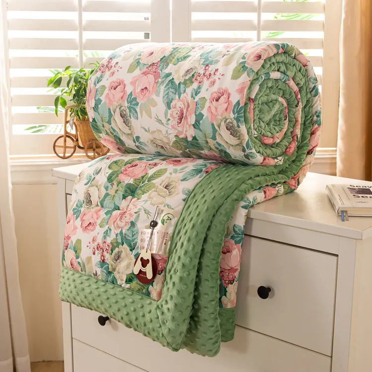 加厚全棉春秋被豆豆绒被芯豆豆被冬被棉加绒双人被子单人