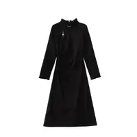 【清清】新中式气质黑色连衣裙女冬季2025新款长裙QJD00168