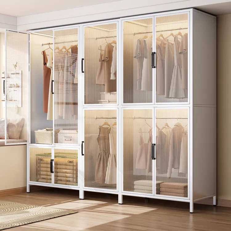 衣柜家用卧室简易组装出租房用铁皮金属组合钢制收纳柜子儿童衣橱