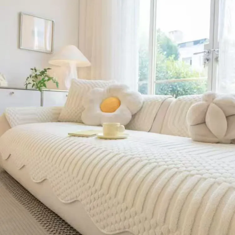 新款异形布丁舒棉绒沙发垫秋冬季防滑直排坐垫子