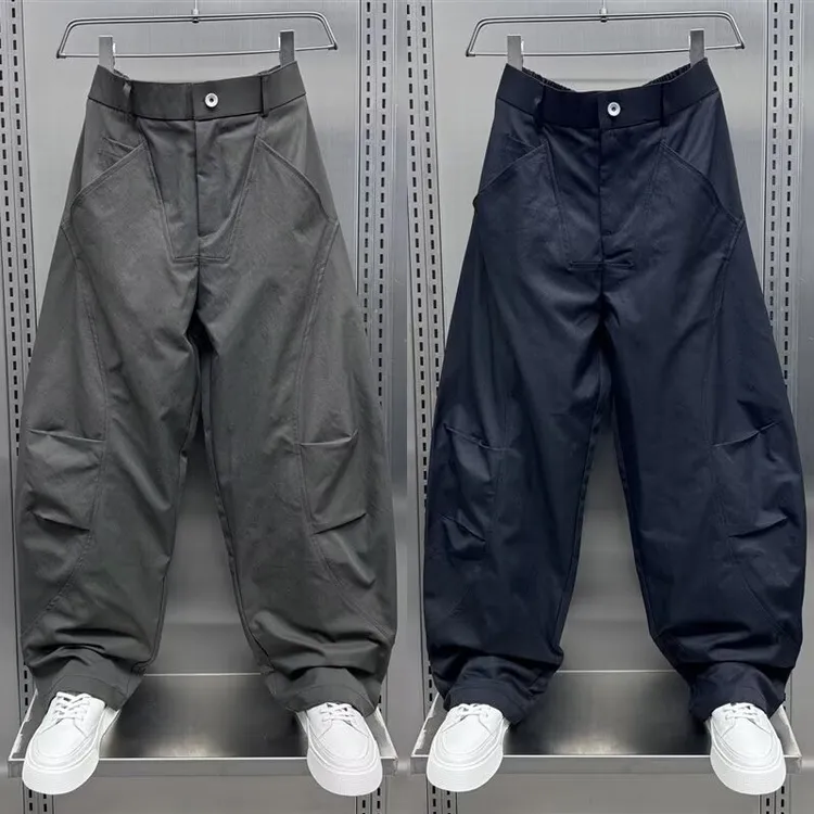秋季新款潮牌美式弯刀休闲裤男宽松百搭时尚长裤痞帅阔腿哈伦裤男