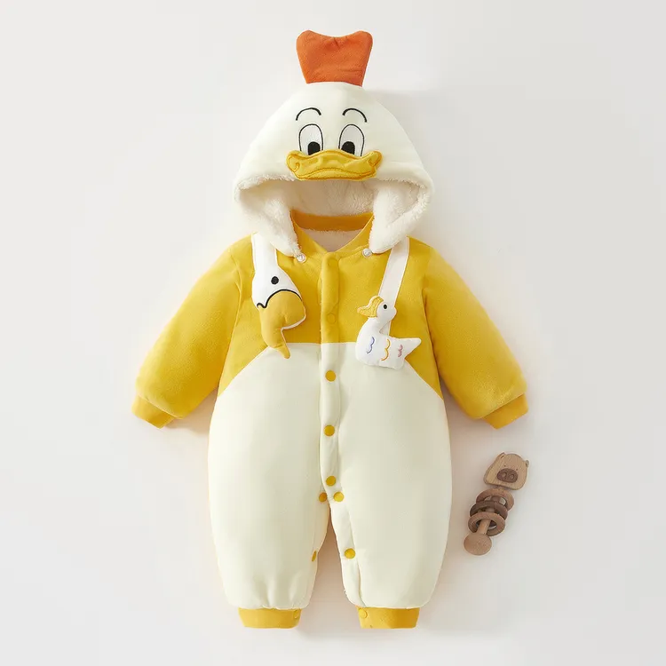 冬季宝宝连体睡衣婴儿连体衣加绒加厚保暖新生儿外出衣服爬服哈衣