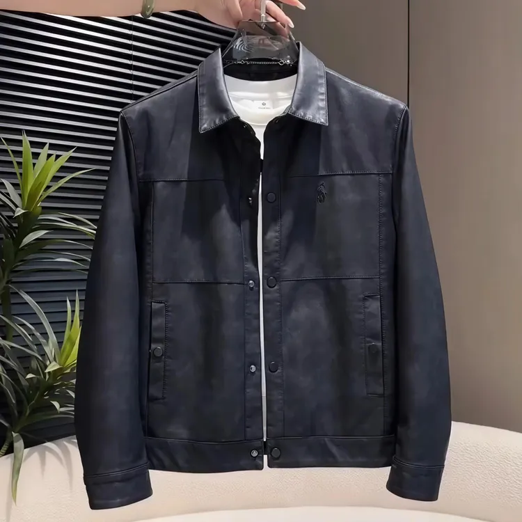 秋季新款皮夹克男士潮流百搭时尚翻领软皮皮衣韩版时尚机车服外套