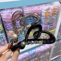 B-0441（满10米飞）12cm 混色1个爱心大抓夹成人盘发夹   发圈