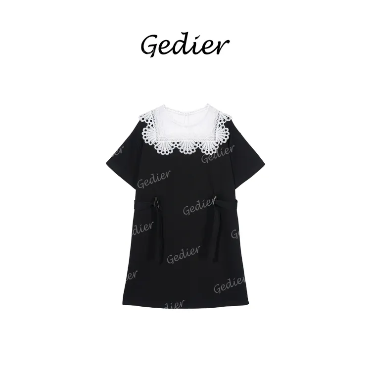 【歌蒂尔】2025夏季欧若风时尚蕾丝领短袖连衣裙 LG520257Y