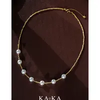 卡卡珠宝 18K金天然海水珍珠项链天女级别项链时尚气质百搭可调节