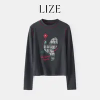 LIZE「鸽与玫瑰」高定高支水洗棉.手工镶钻.重工麦穗刺绣设计感T恤
