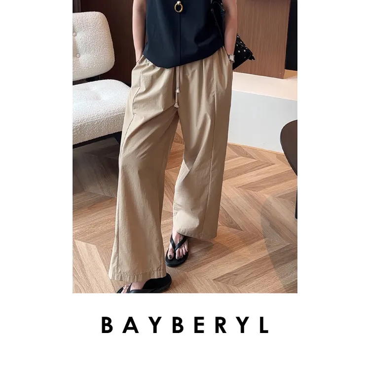 BAYBERYL老贝纸袋裤*松紧宽松直筒轻薄百搭休闲裤XXK5B2603-4/13