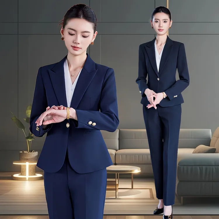 高端商务经理职业装西装套装女春秋正装售楼部高管修身工作服套装
