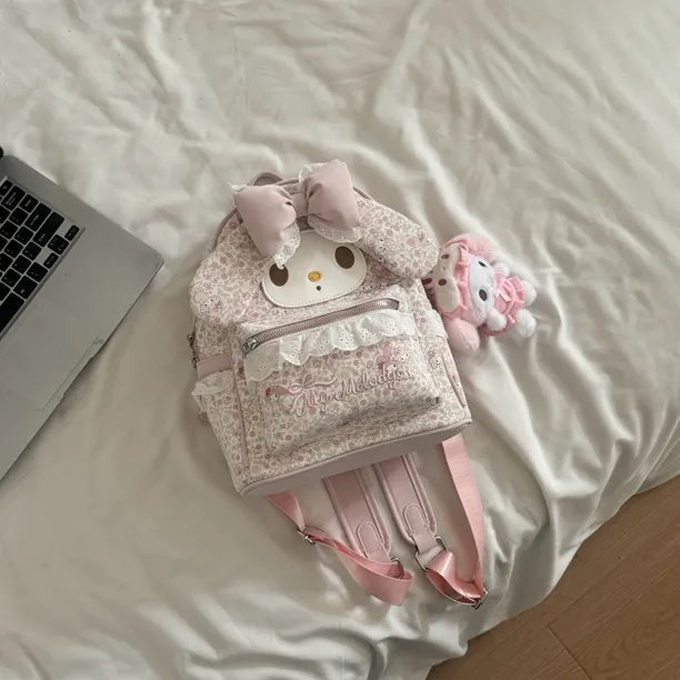 加大版～ins韩系可爱碎花美乐蒂百搭大容量双肩包