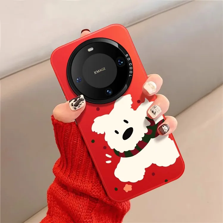 适用于华为mate70手机壳新款磨砂红围巾狗50高级感mate60创意防摔