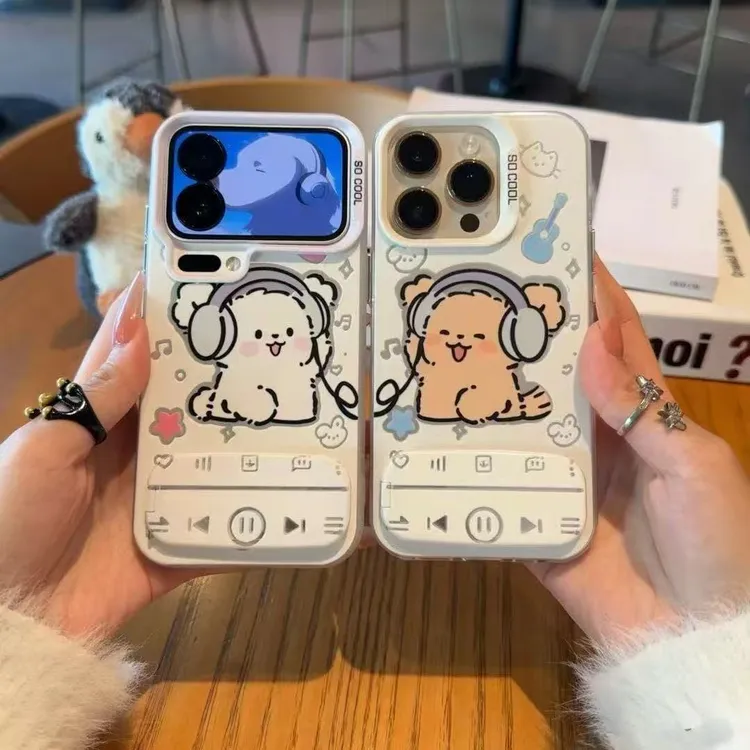 听音乐小狗适用苹果17Promax手机壳iPhone16vivo华为小米一加防摔