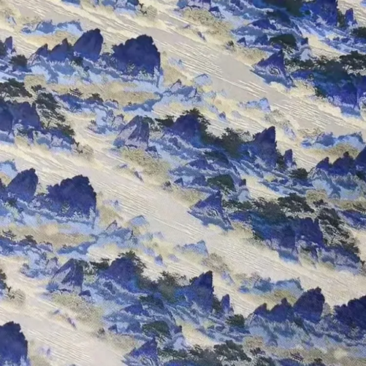 千山叠影提花宋锦混纺布料手作发夹手作发圈葫芦包包diy面料布料