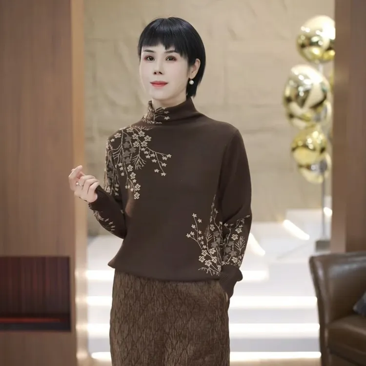 【渲渲推荐】HYF-8803-2冬季休闲时尚半高领花纹小衫