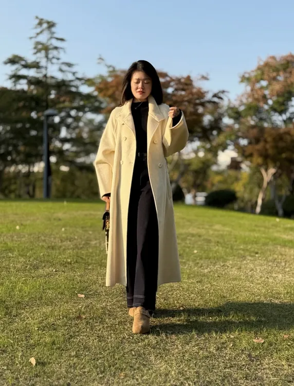 【长款立领腰带】全羊毛小个子双面手工羊毛大衣气质百搭韩版秋冬款