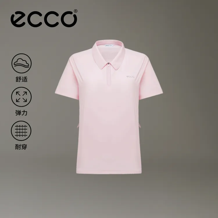 ECCO爱步女式高尔夫夏季POLO衫舒适透气短袖T恤可收腰EG261T035F