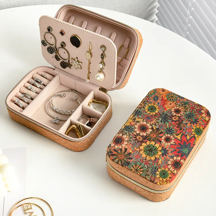 复古便携精致软木大容量多层首饰盒耳环戒指项链手工首饰盒