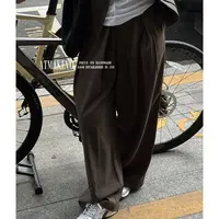 吕小布|直筒阔腿西裤 老钱松弛感羊毛压褶垂感西装拖地裤女0603