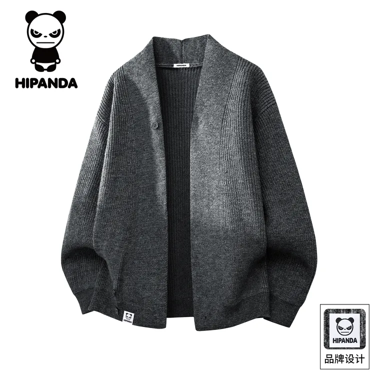 Hi Panda你好熊猫秋冬新款毛衣外套男装潮牌轻奢百搭休闲针织开衫