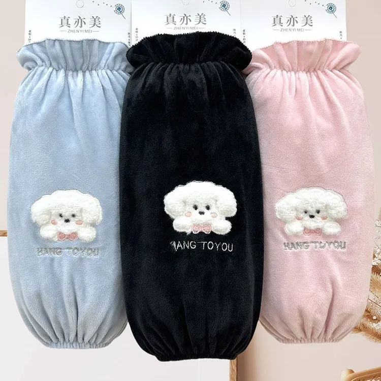 秋冬新款长款防污袖套女学生羽绒服专用防脏护袖成人工作家务袖头