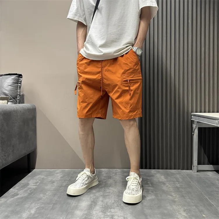 VUAS夏季薄款彩色宽松休闲五分裤多口袋工装短裤男户外纯色直筒裤