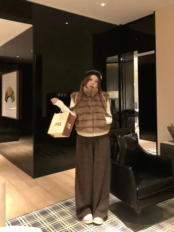 人造皮草 人造皮草 仿貂富贵高级感韩系冬季保暖百搭马甲