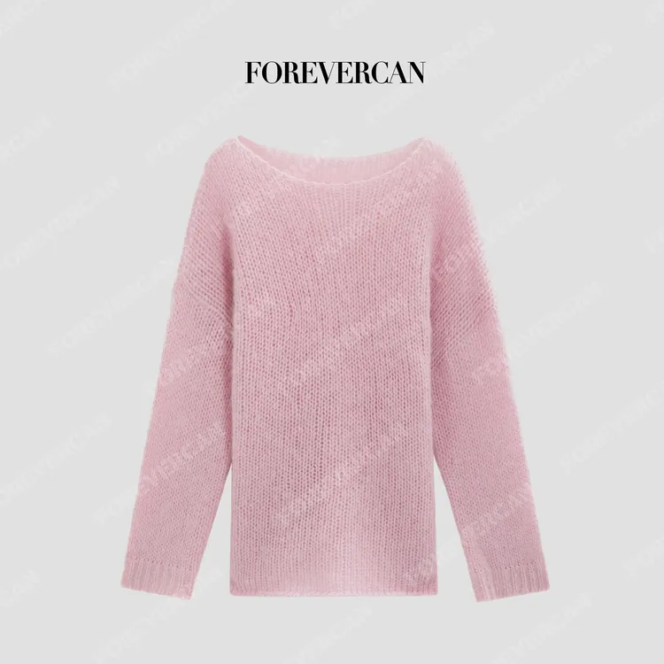 FOREVERCAN“桃气少女”极幼马海毛羊毛蓬松雾感针织毛衣MY10134