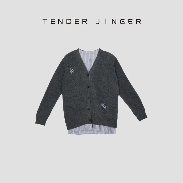 Tender JingerV领假两件针织开衫T53MUX277X
