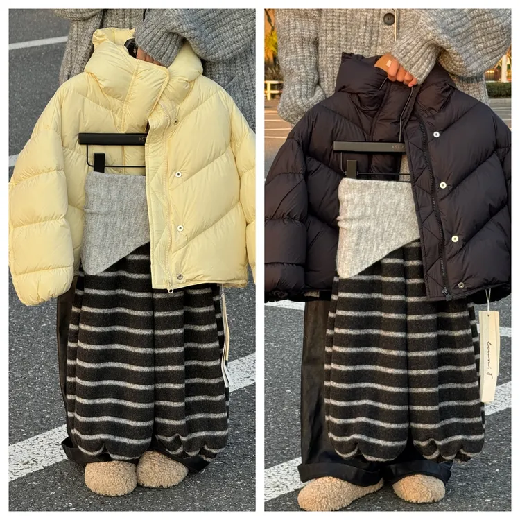 NL【冬季日韩风】男女童ins风时尚百搭加厚纯色面包羽绒服91666