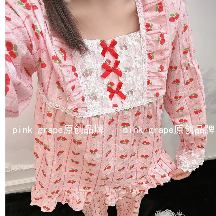 pinkgrape【凝思相伴】2025睡衣女套长袖欧若风可外穿家居服2578105