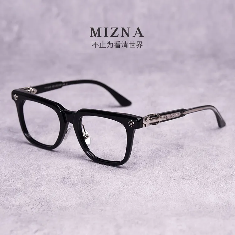 【A203】纯钛太刀板材黑框大框显脸小痞帅复古时尚专业配镜近视眼镜