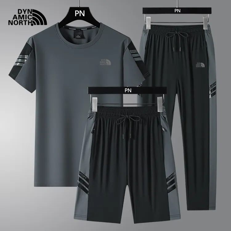 动感北面冰丝大码速干休闲运动套装两件套夏季运动服透气三件套
