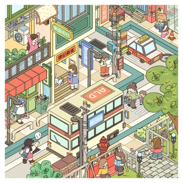柠檬糖文创｜4期原创造景贴3D立体造景贴纸微缩场景特油亮膜