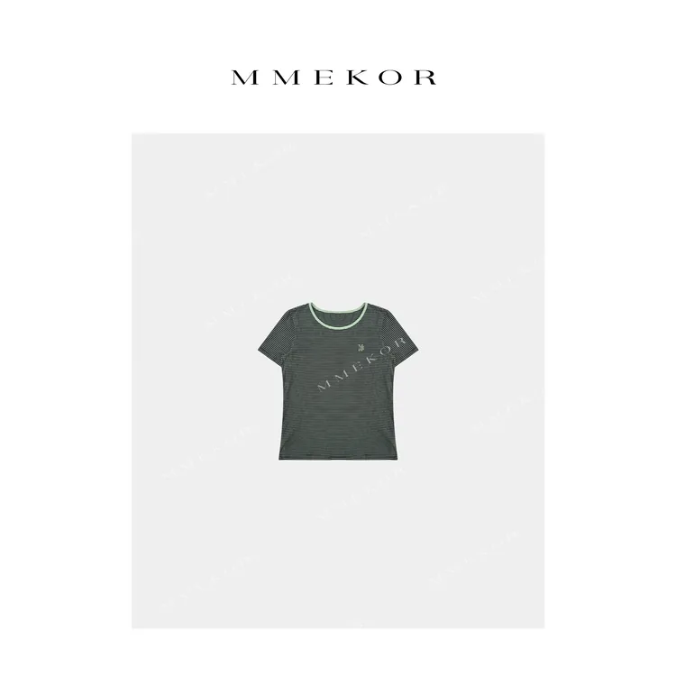 MMEKOR “薄荷条纹”T恤 艺术先锋百搭上衣 87906