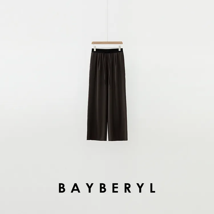 BAYBERYL老贝1P可机洗拼接腰抽绳百搭阔腿休闲裤秋 XXK4K3054