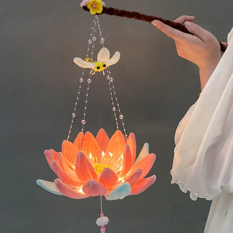 元宵节国风扭扭棒荷花灯diy手工自制材料包儿童手提莲花灯送闺蜜