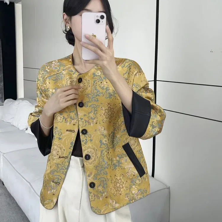 怒火国风长袖新中式常规款短外套外套重磅上衣设计师两面穿外套女