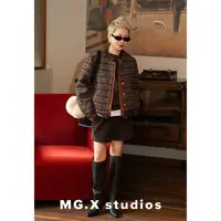 【莓趣棕调】MGX复古格纹粗花呢短款夹克外套M54H5521W2AK
