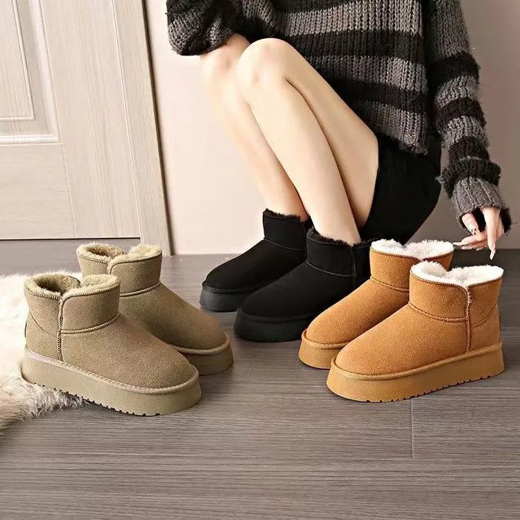 缝制冬季时尚雪地靴5厘米雪地靴雪地棉中筒靴子加绒N2533