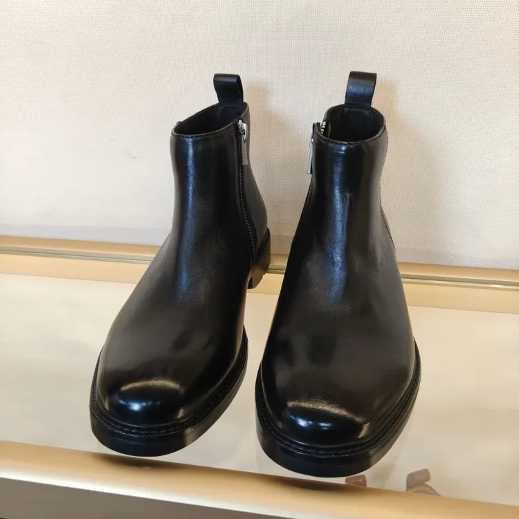 马皮男士切尔西靴英伦风商务休闲高帮短靴时尚复古圆头厚底秋冬